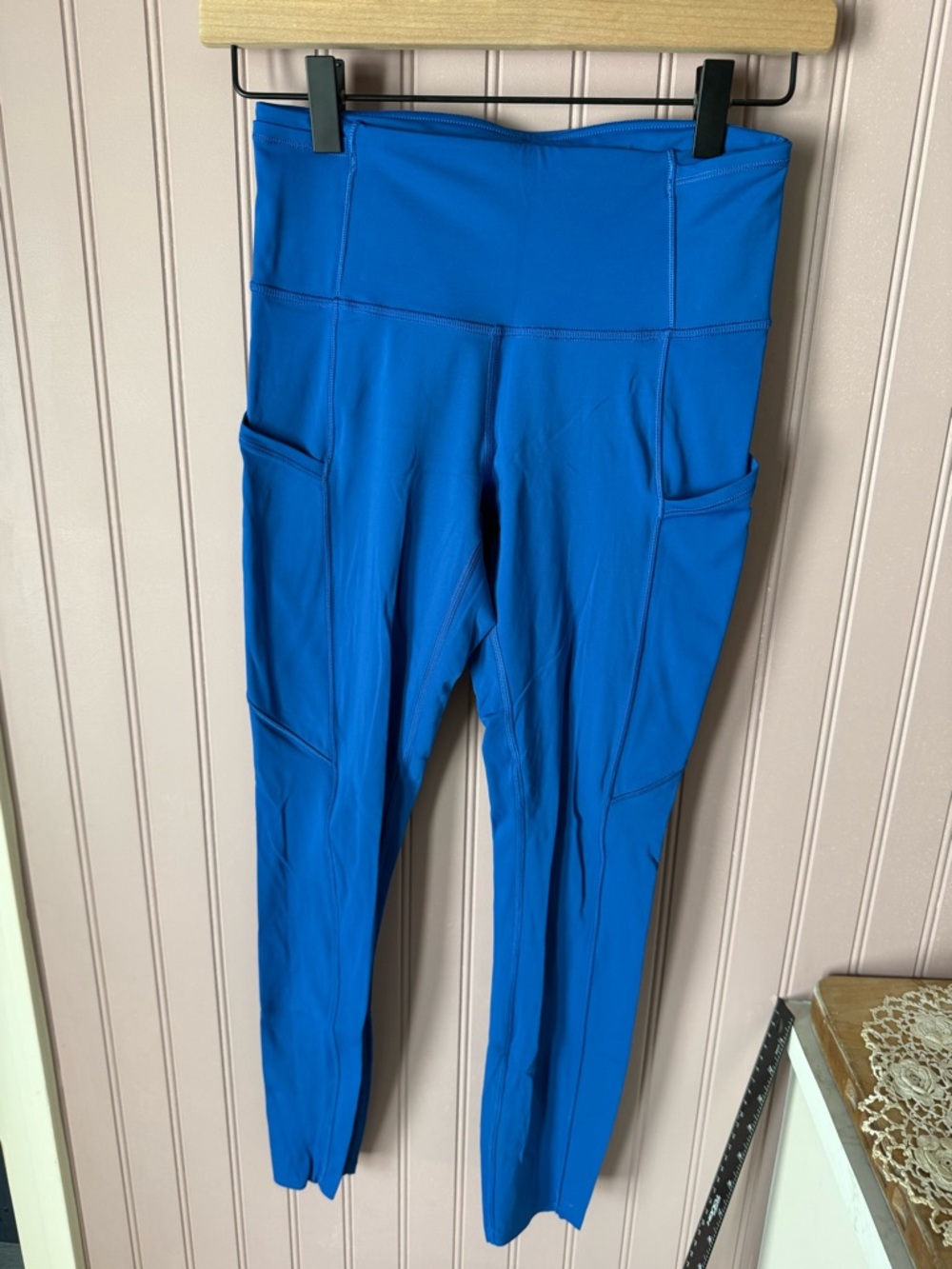 lululemon fast and free crop blue size 4